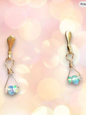 New Handmade Opal Earrings wrapped in 14k Gold Filled Wire
